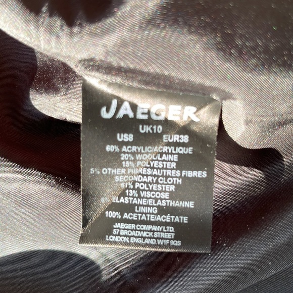 Jaeger Black Tweed Fitted Jacket with Black Panel Details, size 6 US - Picture 6 of 6